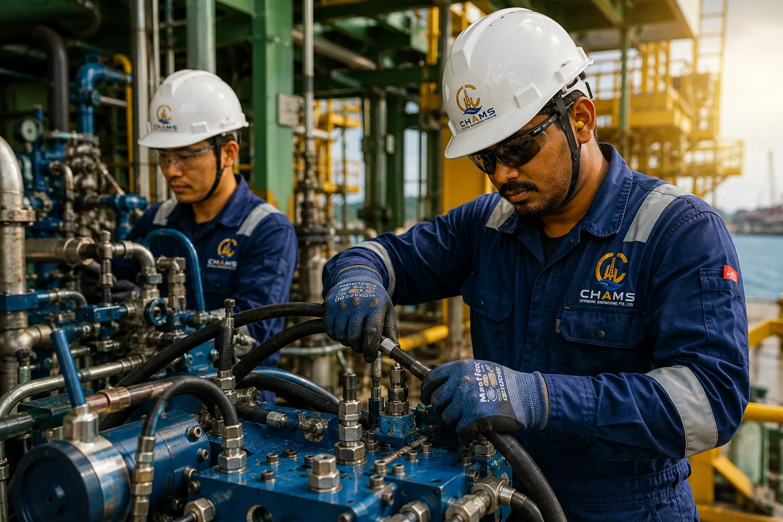 Prefabricated pipe spools staged for installation