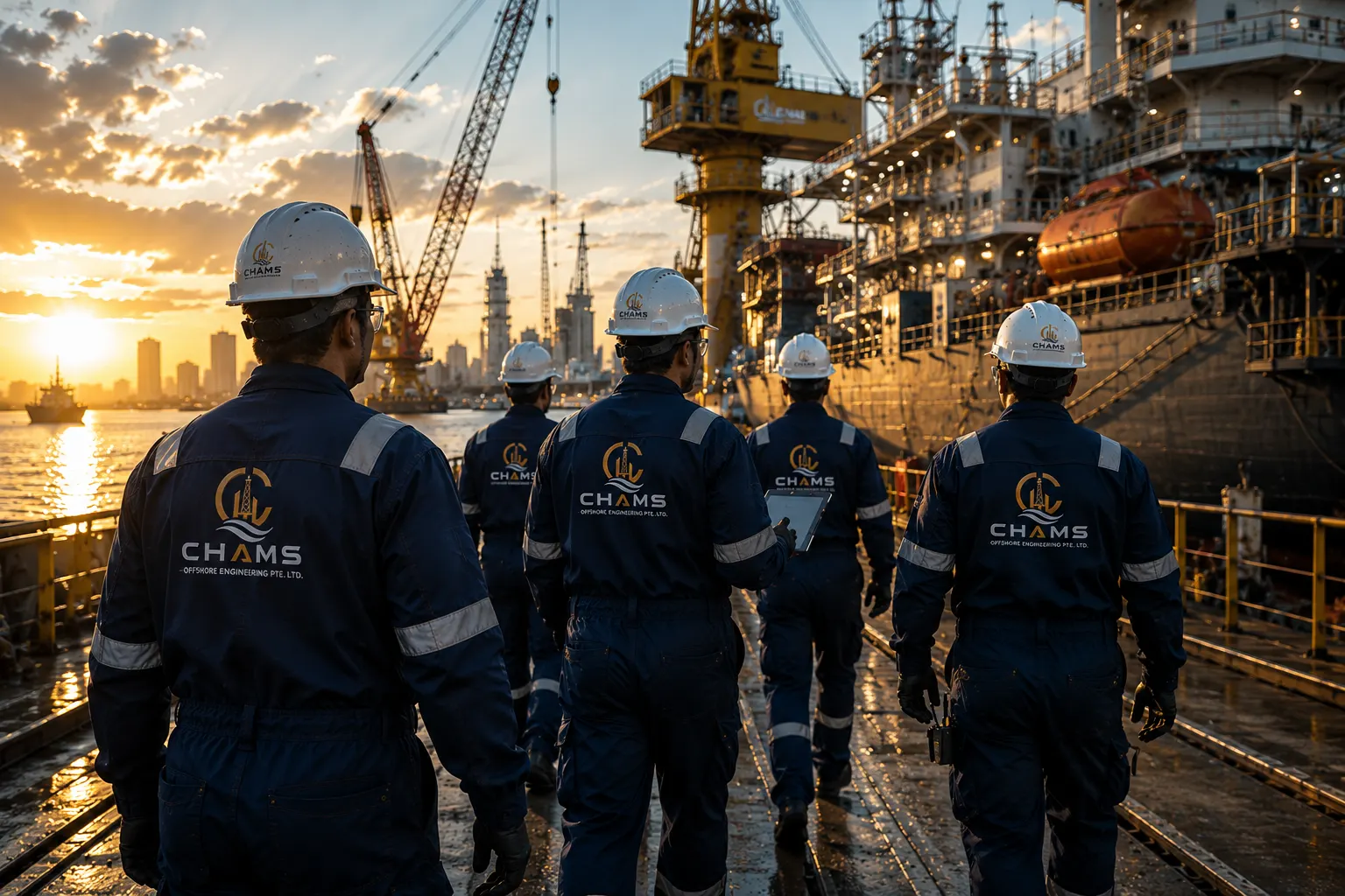 CHAMS crew assembled on the dock before a shift
