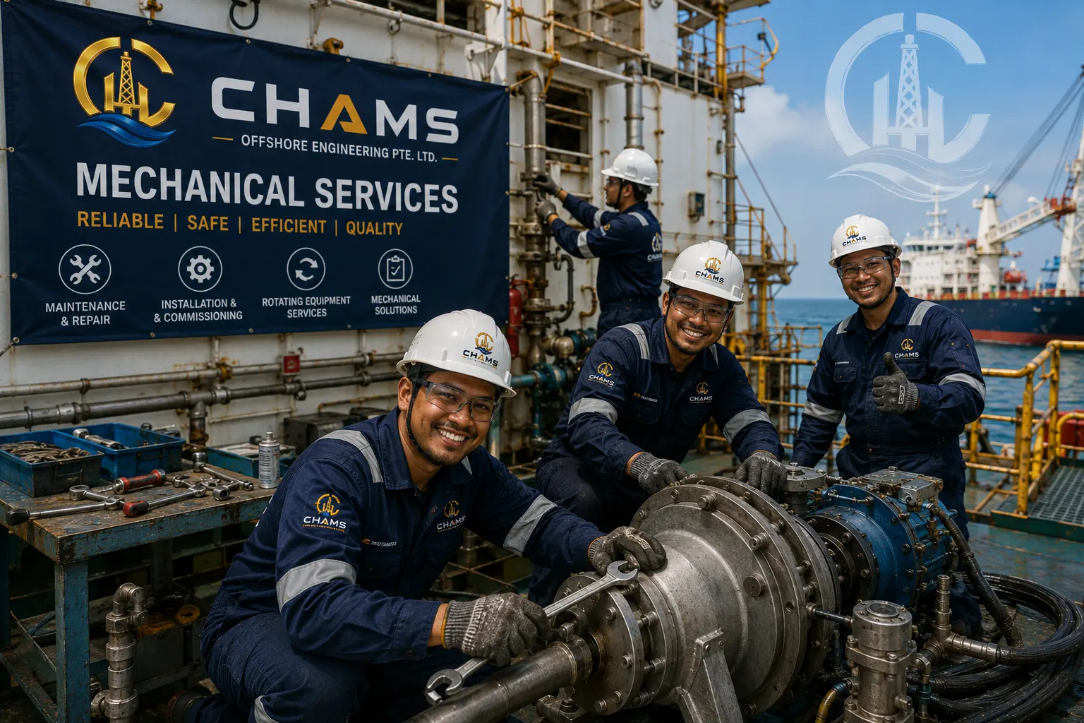 Deck machinery maintenance on board
