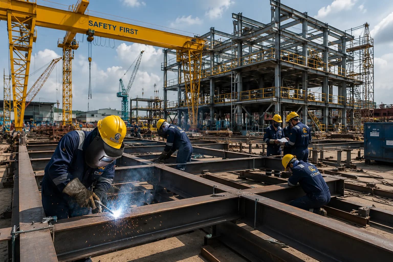 Structural module under fabrication in the yard
